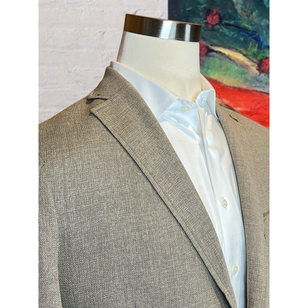 Creameuix Collection L 42R Tan Hopsack Unlined Casual Weekender Blazer Note - Picture 7 of 16